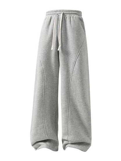 Unisex Fleece-Lined Warm Athletic Pants – Plus-Size Loose-Fit Casual Trousers with Drawstring Waist