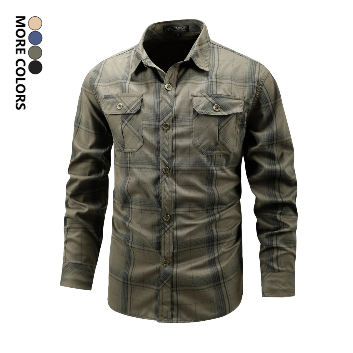 Men's Turn-Down Collar Plaid Long Sleeve Shirt Button Front Breathable Casual Light Business Tops