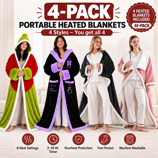 🔥Wearable Heated Blanket Robe with Foot Pocket (Sherpa Lining)🔥 Overheat Protection & Auto Shut-Off | Pre-Black Friday Sale