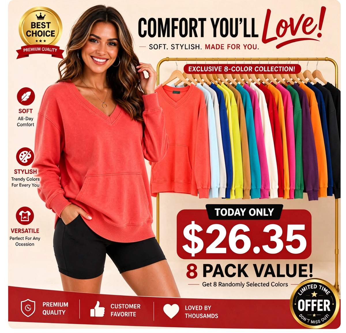 🔥 Your Favorite Is Back!Pigment Dyed Cozy Campfire V-Neck Sweatshirt