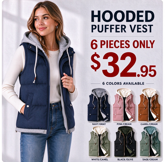 Contrast Drawstring Hood Puffer Vest