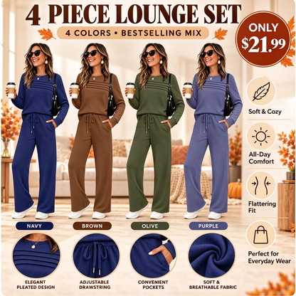 Women's Crew Neck Top & Drawstring Pants Set