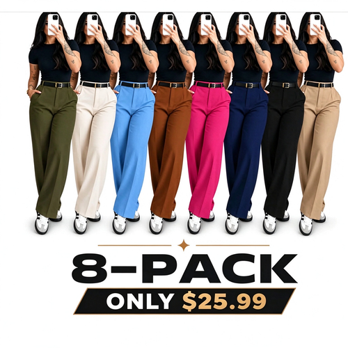 Women's High Waisted Straight Leg Suit Pants Flowy Drape Casual Office Long Trousers with Slimming Effect for Daily Versatile Wear