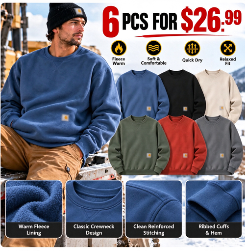 🔥LAST DAY CLERANCE🔥Men's Fleece Crewneck Sweatshirt - 6 PCS