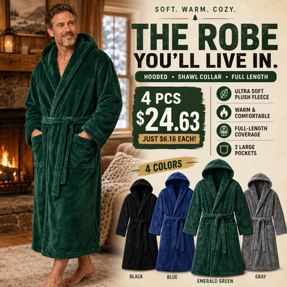 🔥 BESTSELLER | 4PCS $24.63 | Men's Hooded Plush Robes