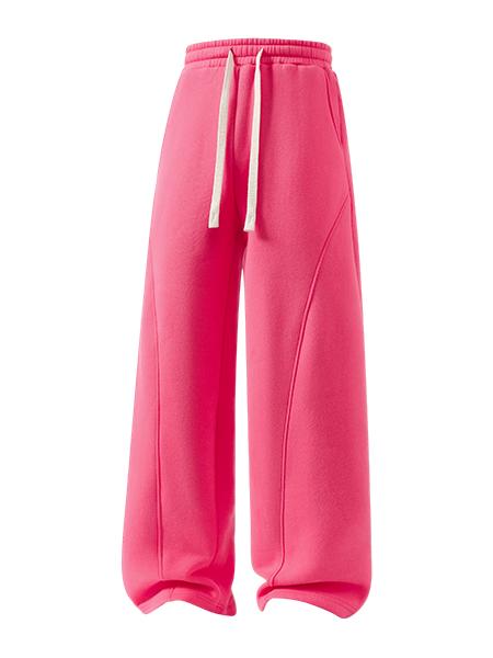 Unisex Fleece-Lined Warm Athletic Pants – Plus-Size Loose-Fit Casual Trousers with Drawstring Waist