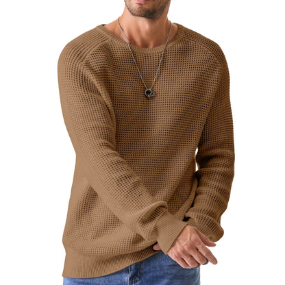 🔥 BESTSELLER | 8PCS $24.63 | Men's Waffle Knit Crewneck Sweater