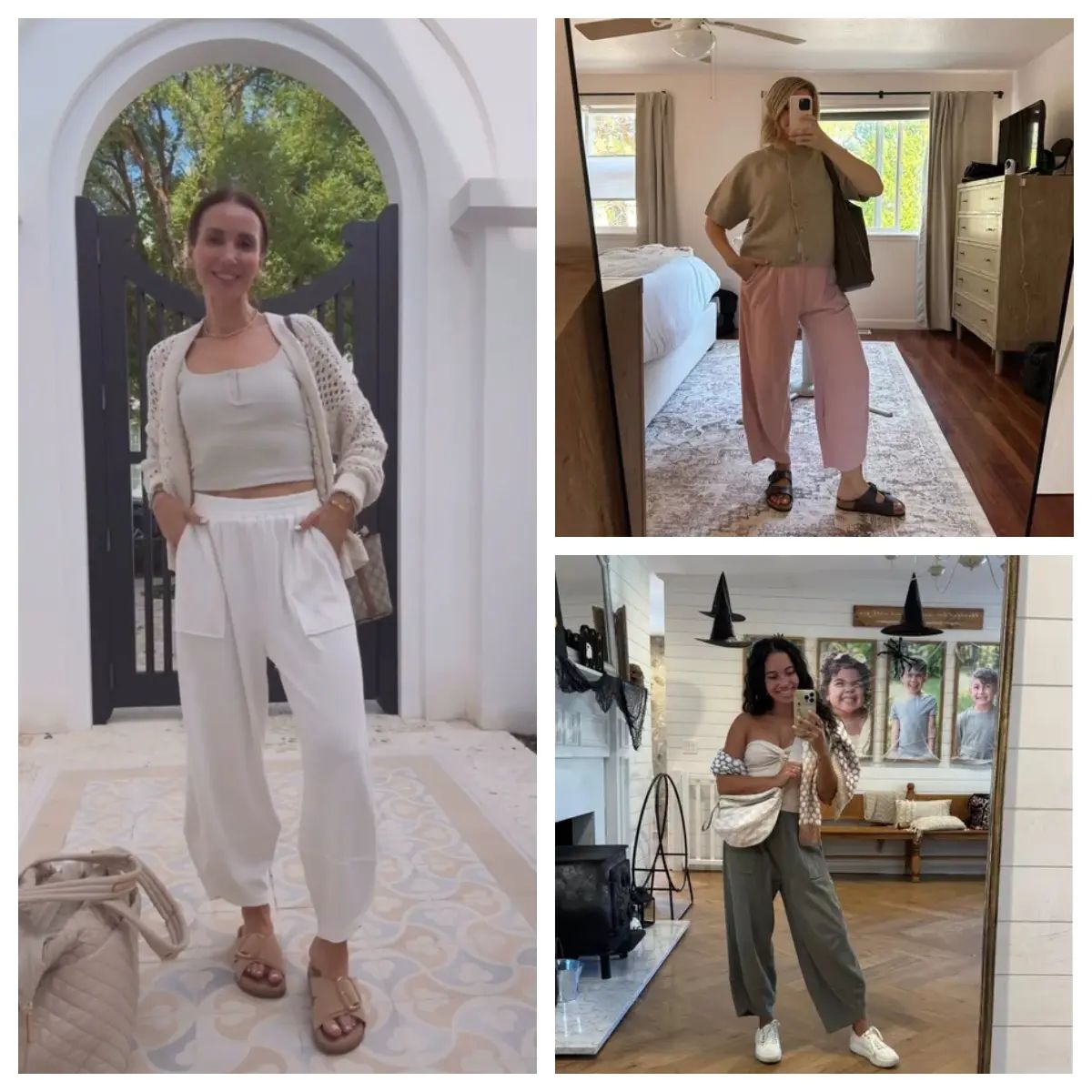 Women's Baggy Wide-Leg Pants - Casual, Elastic-Waisted, Bohemian Minimalist Basic Women's Clothes Bottom with Pockets,summerwins
