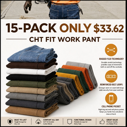 Ends at Midnight ! CHT Men's Flex Relaxed Straight Work Pants Rigby Pant