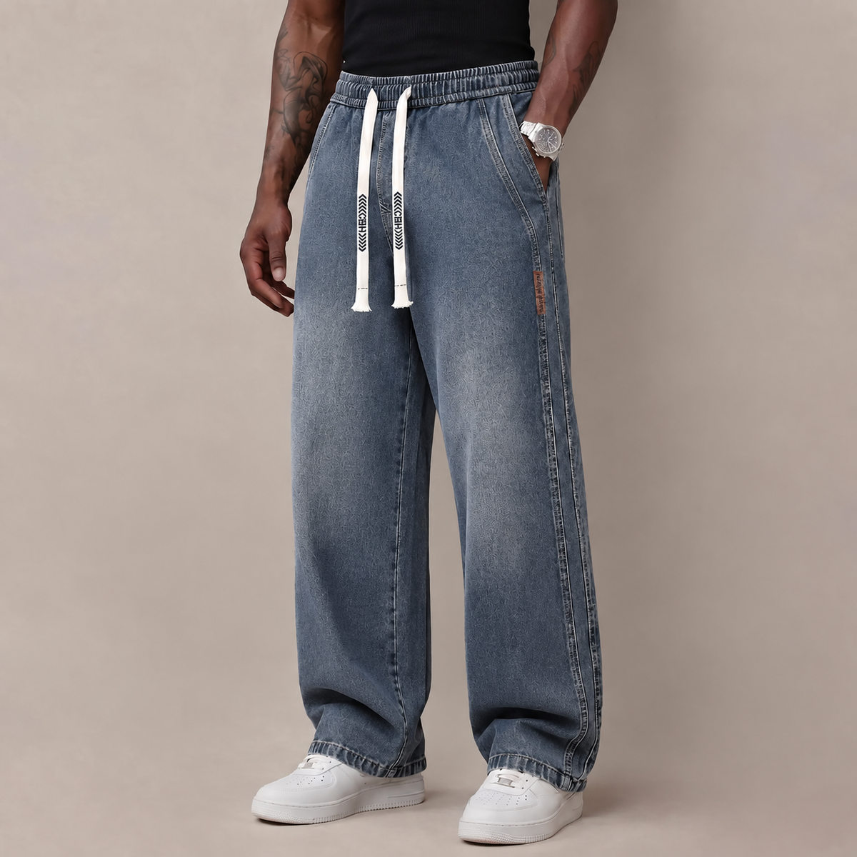 🔥BLACK FRIDAY FLASH SALE | Men's Stretch Cotton Loose-Fit Drawstring Jeans