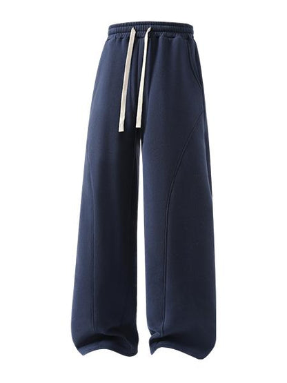 Unisex Fleece-Lined Warm Athletic Pants – Plus-Size Loose-Fit Casual Trousers with Drawstring Waist