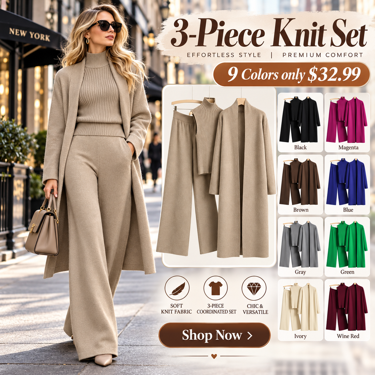 Sweater Set with Sleeveless Vest