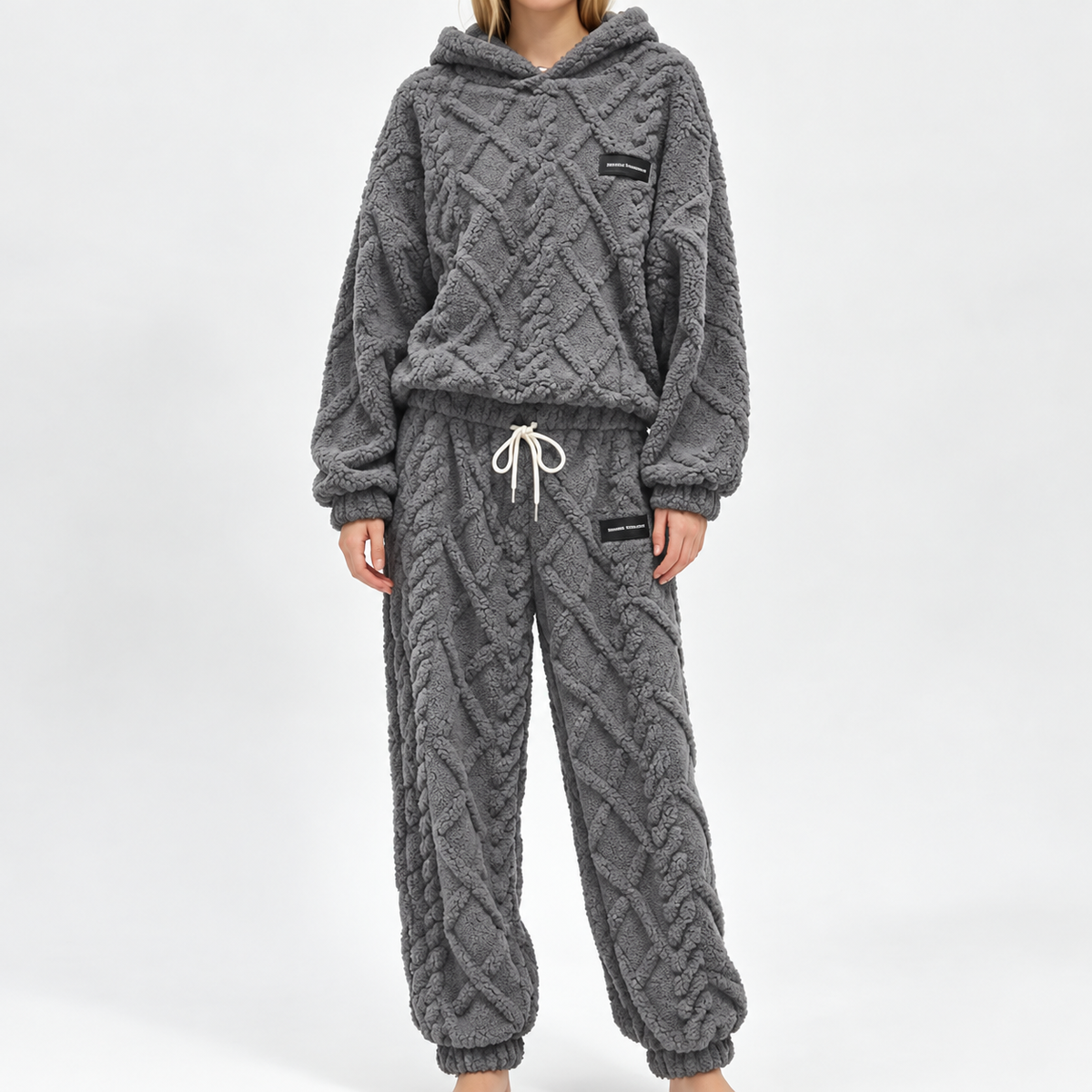 🔥 50% OFF ✨ Women's Plush Ribbed Hoodie & Pants Set 🧸 Soft, Warm & Ultimate Comfort