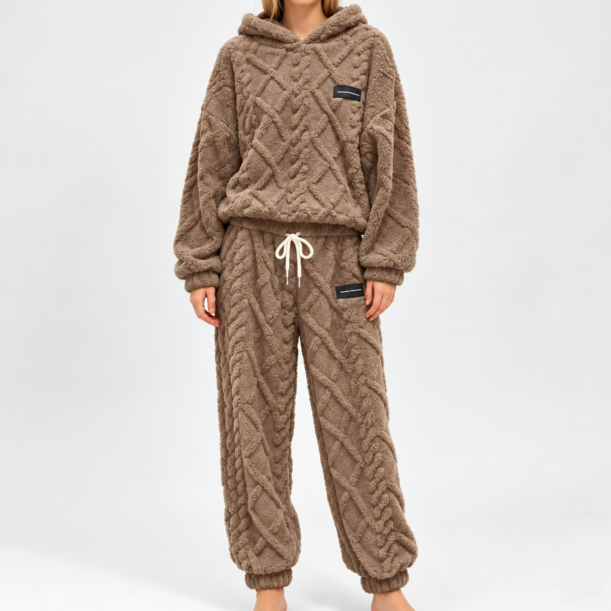 🔥 50% OFF ✨ Women's Plush Ribbed Hoodie & Pants Set 🧸 Soft, Warm & Ultimate Comfort