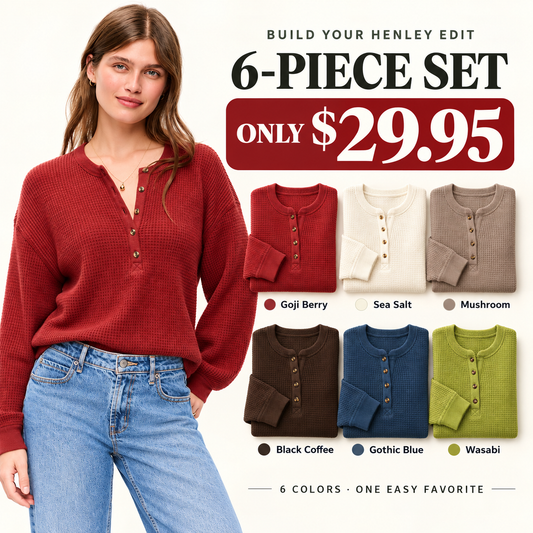 40% off everything! Women waffle knit henley long sleeve tee