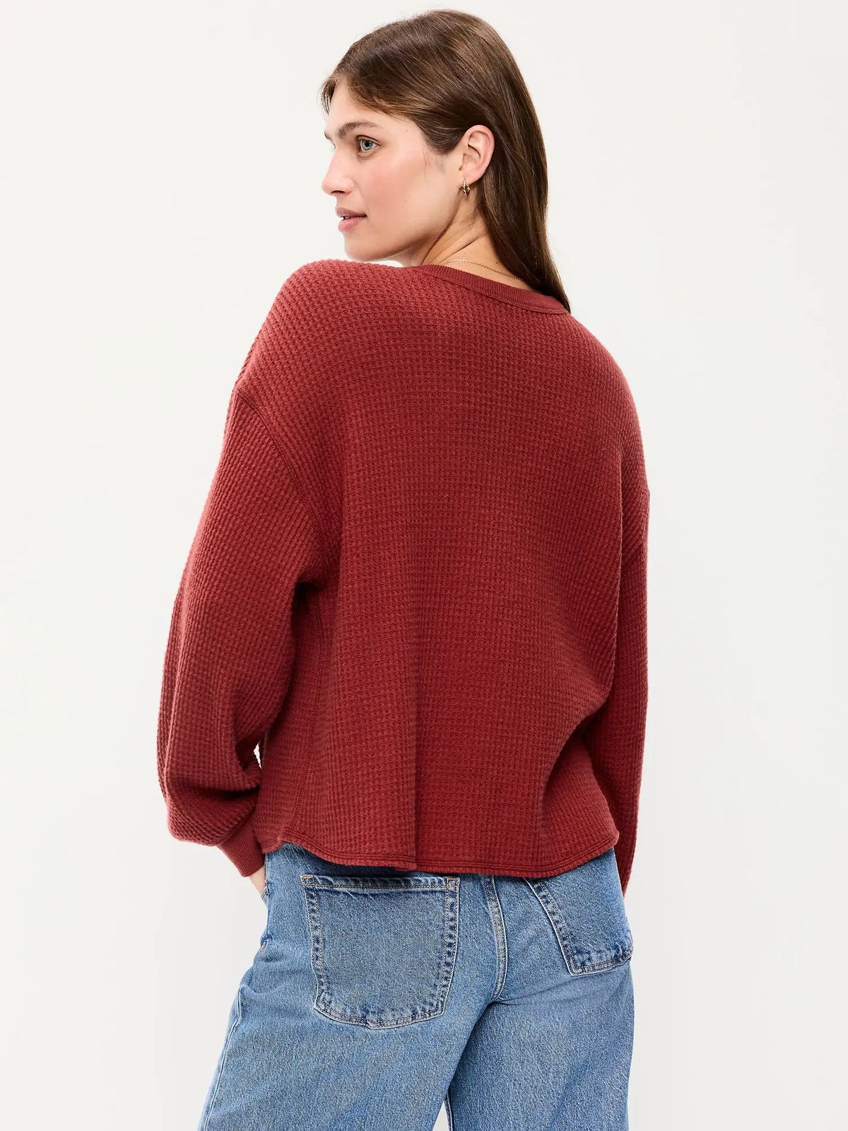 40% off everything! Women waffle knit henley long sleeve tee