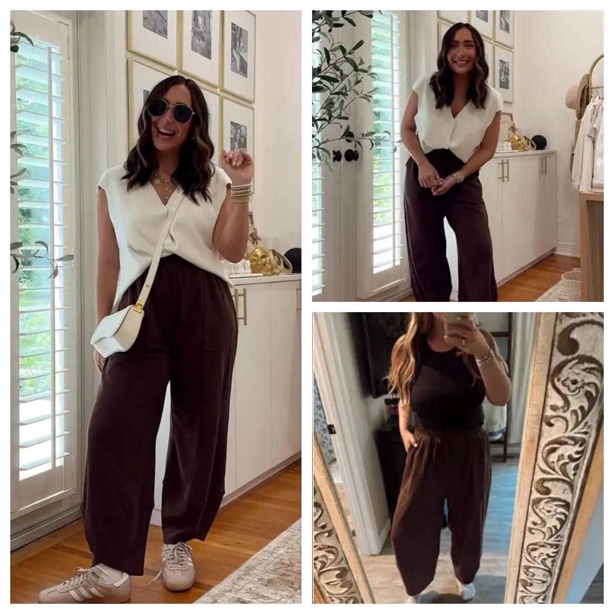 Women's Baggy Wide-Leg Pants - Casual, Elastic-Waisted, Bohemian Minimalist Basic Women's Clothes Bottom with Pockets,summerwins
