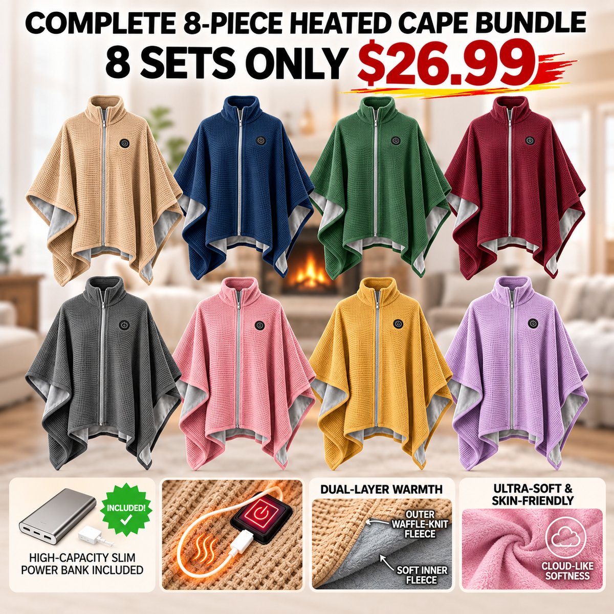 9-Piece Heated Shawl Bundle 🎃 Early Halloween Sale | Grab 9 Warm Shawls for Only $26.99