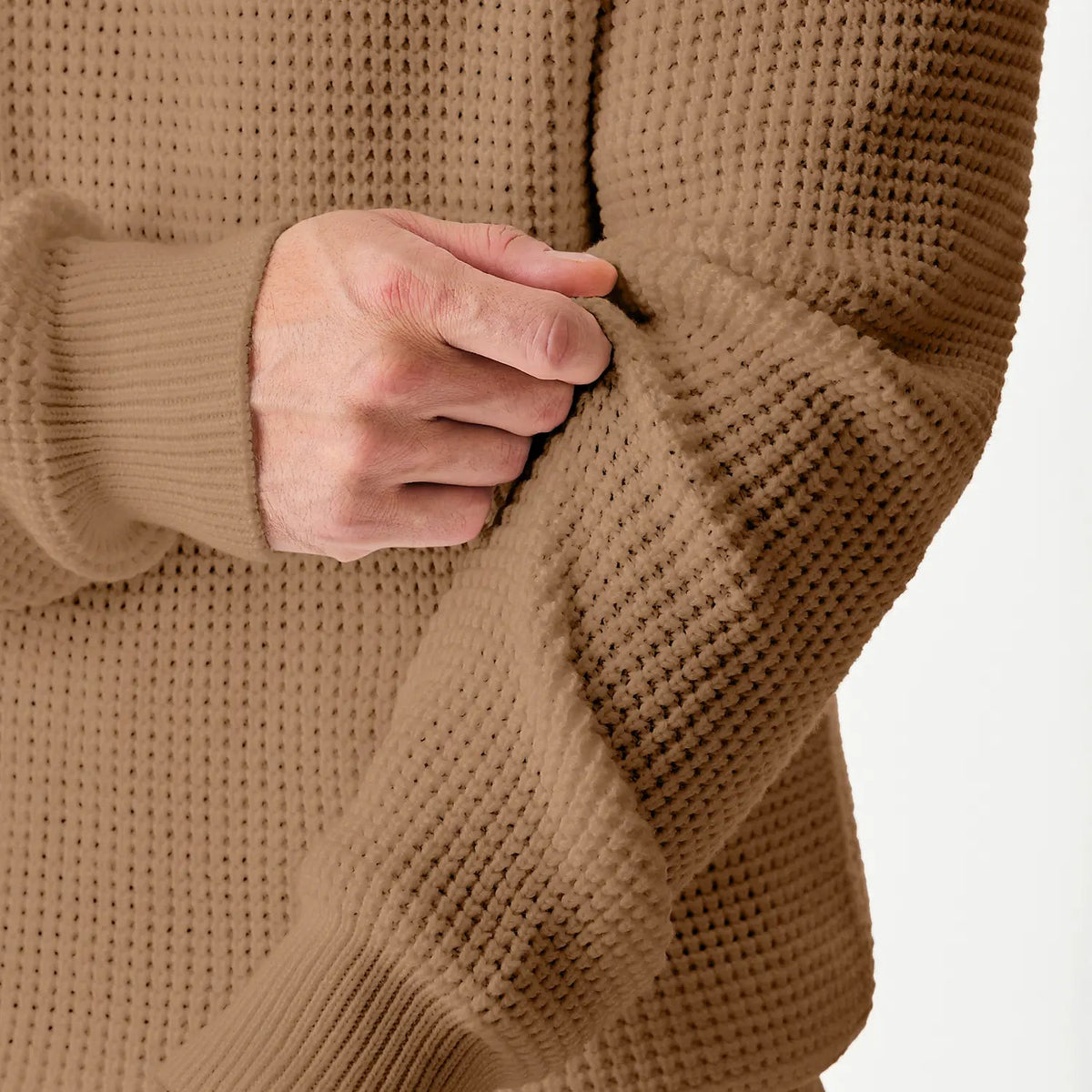 🔥 BESTSELLER | 8PCS $24.63 | Men's Waffle Knit Crewneck Sweater