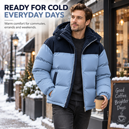 🔥 BESTSELLER | 3PCS $24.95 | Men's Fleece-Lined Color-Block Hooded Winter Jacket