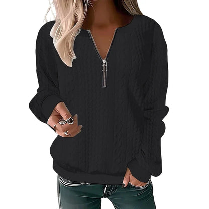 Women's Half-Zip Cable Knit Sweatshirt